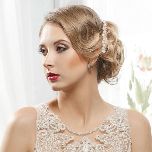 2Pcs Pearl Decorative Hair Side Combs Clip Pin Rhinestone Crystal for Women Girl - 第 5/7 張圖片