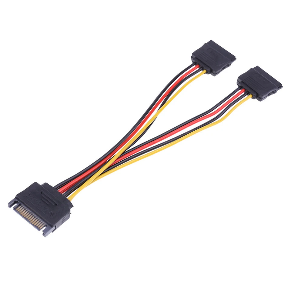 SATA Power Cable 15Pin SATA Y Splitter Adapter 15 Pin Male to Dual Female Cable - Image 3 of 4