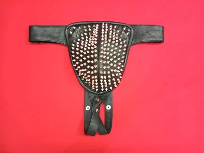 FOND OF MILITARY Real Black Leather Jockstrap Adult Gay Spiked Underwear Mens Sexy Thong