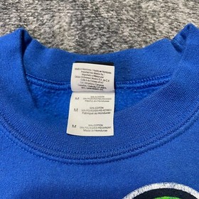 Super Mario Bros Sweatshirt Mens M Blue Nintendo Luigi Mario NES Game Pullover