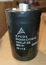 EPCOS 1500uF 350V Large Can Electrolytic Aluminum Capacitor 350VDC 1500mfd