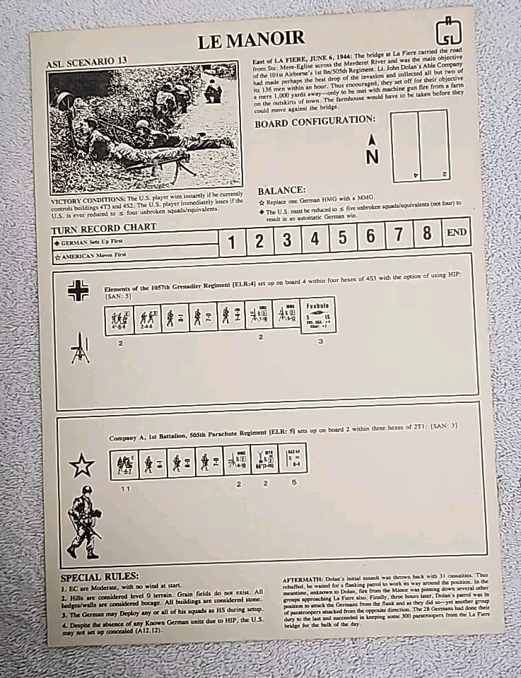 Paratrooper ASL Module 2 Vtg WWII Avalon Hill 1986 Incomplete