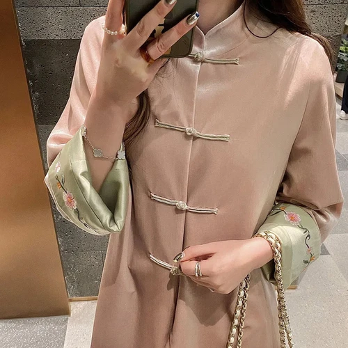 Lady Velvet Jacket Embroidered Tang Suit Blouse Retro Ethnic Cheongsam Coat Tops - Picture 5 of 14