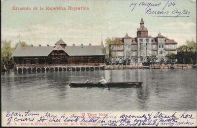 Buenos Widder, Argentinien - El Tigre Hotel - Postkarte, Briefmarke, 1904 pmk