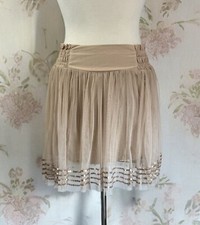 Beige Mini Tulle Skirt Ruffle Coquette Fairy Romantic Dainty Formal Size Medium