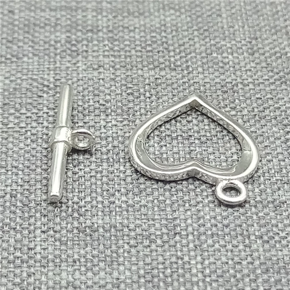 2 Sets of 925 Sterling Silver Heart Toggle Clasps for Jewelry Making - Image 3 of 4