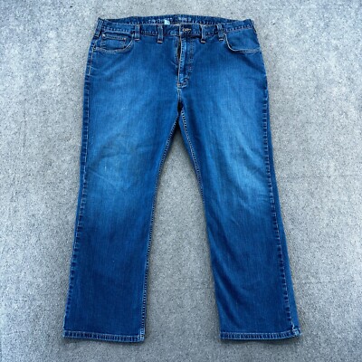 Carhartt Jeans Mens 42x30 Blue Dark Wash Relaxed Fit Straight Leg Workwear