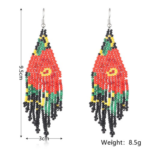 Bohemian Long Tassel Drop Earrings - Colorful Handmade Beaded Fringe Earrings For Women