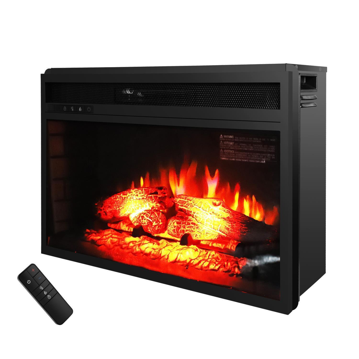 Home 1500W Embedded 26" Electric Fireplace Insert Heater Log Flame Remote New