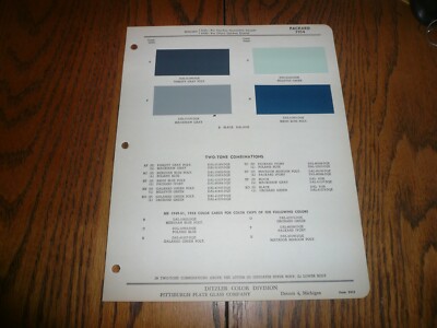 1954 Packard Ditzler Color Chip Paint Sample - Vintage - Four Chips