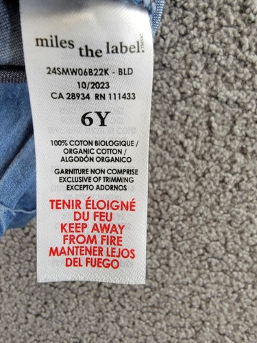 Miles the Label Chambray Woven Shorts Boys' 6Y Blue Side Pockets Elastic Waist - Picture 14 of 17