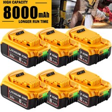 6x 8.0AH For DeWalt 20V 20 Volt Max Lithium Ion Battery DCB206-2 DCB205-2 DCB200