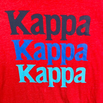 Kappa T Shirt Mens XXL Spellout Short Sleeve Crewneck Patch Streetwear Red
