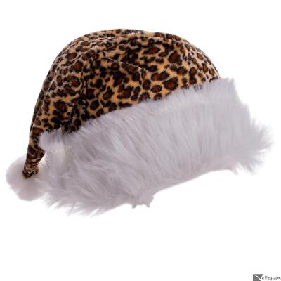 Faux Fur Animal Print Santa Hat Lady's Soft Animal Print Faux Fur