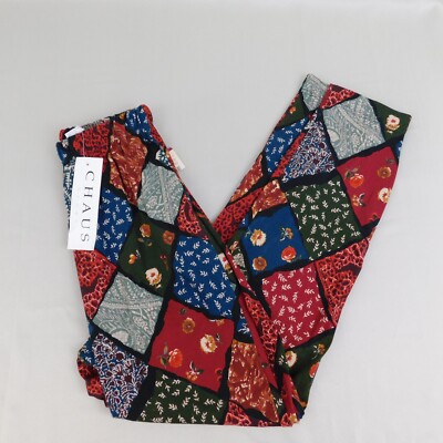 Chaus Sport Floral Harvest Patchwork Print Elastic Waist Pants - Medium #9889
