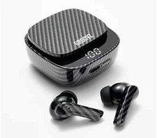 GROOVZ Wireless TWS In-Ear Earbuds + Charging Case & LED Display - CARBON FIBER