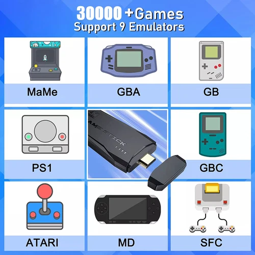 M15 40000+4K HDMI TV Video Game Stick Retro Gaming-Console 2 Wireless Controller - Bild 13 von 23