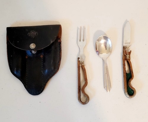 Vintage 10 Piece Girl Scout Camping Mess Kit Pans Utensils Carrying Case - Picture 2 of 10