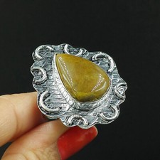 Natural Rhodochrosite Pear Gemstone 925 Sterling Silver Ring Size-7.25 US