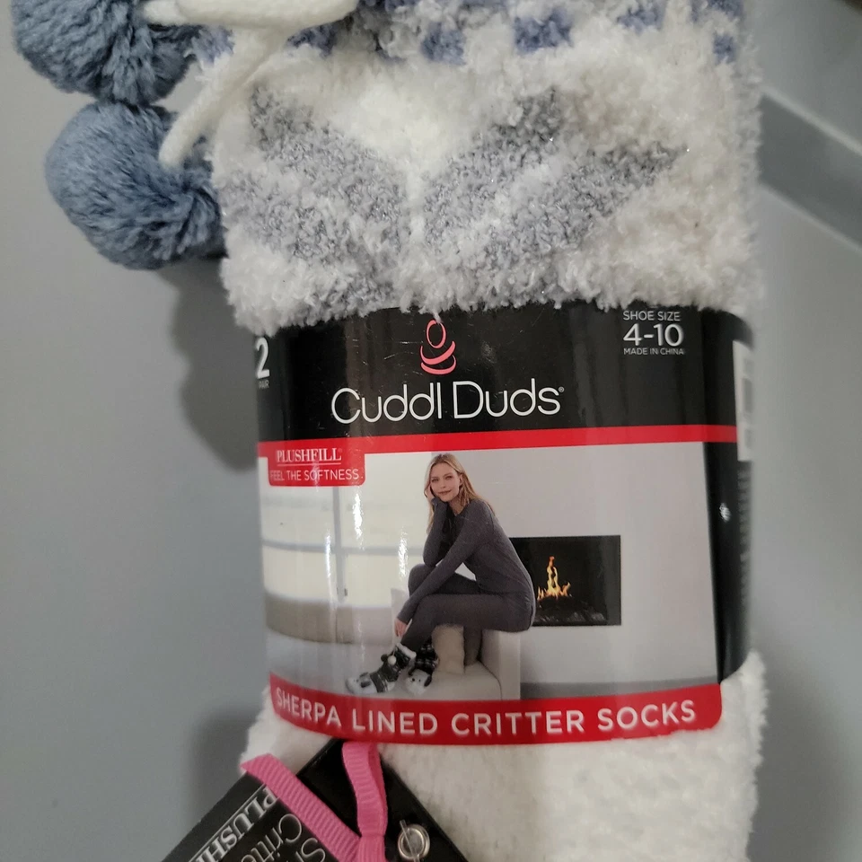 Cuddl Duds Mujer Gris Blanco Unicornio Critter Zapatilla Calcetines Talla 4-10 Paquete de 2 Foto 2 de 4