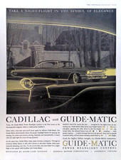 Pubblicità stampa auto d'epoca Cadillac 1960 con fari Guide-Matic Power 11"X14"
