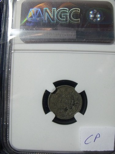1873S 25 PIENNIA Finland NGC AU DETAILS ENVIRO DAMAGE SHIPS FREE - Picture 2 of 4