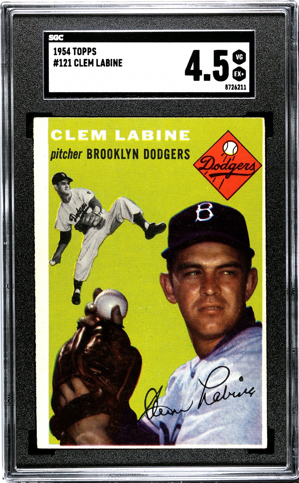 1954 Topps CLEM LABINE Dodgers #121 SGC 4.5 VG/EX+ Condition