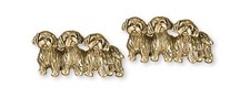 Shih Tzu Jewelry 14k Gold Vermeil Handmade Triple Shih Tzu Cufflinks  SZ2531X-CL