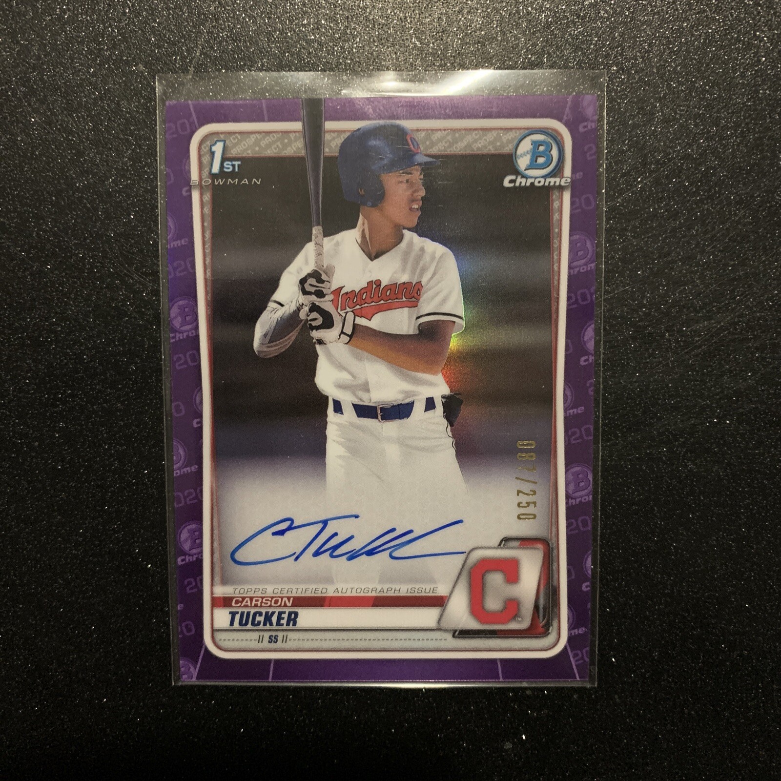 2020 Bowman Draft Chrome Carson Tucker Purple Refractor Auto /250