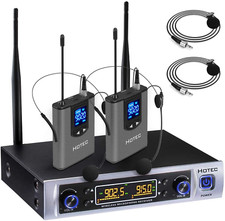UHF Wireless Microphone System with Dual Lapel/Lavalier and Headset Microphones