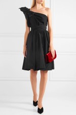 Prada One-shoulder bow-embellished silk-faille dress Size 40