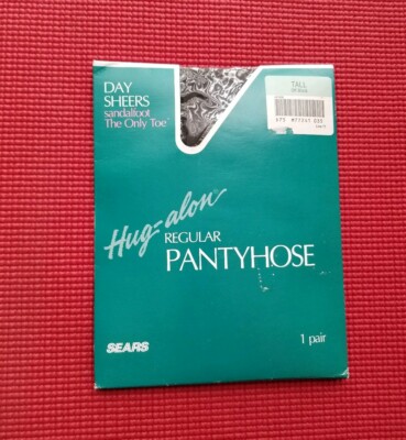 Sears Hug-alon Pantyhose Regular Day Sheers Reinforced Toe Tall Off Black NEW