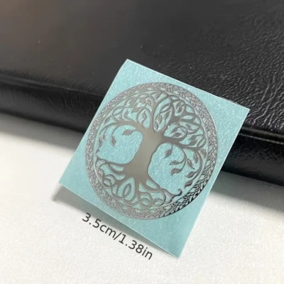Tree Of Life Pattern Metal Sticker - 1pc Creative Decorative Golden Color