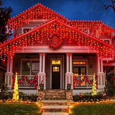 33ft Icicle Lights for Outside, Red Christmas Lights Outdoor Waterproof for Hous