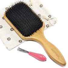 Hair Brush, Boar & Nylon Bristle Brush for All (Women, Men, Kids) Wet/Dry Hair, 