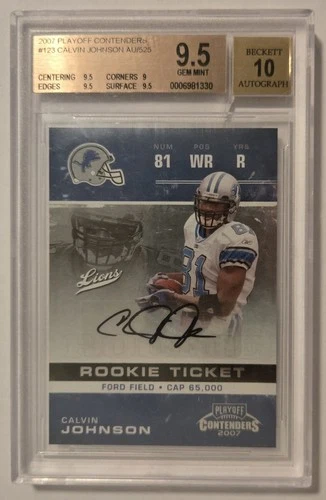 2007 Playoff Contenders Calvin Johnson ROOKIE AUTO /575 #123 BGS 9.5 GEM MINT