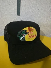 Bass Pro Shops Gone Fishing Snapback Mesh Back Trucker Hat Cap Adjustable Black