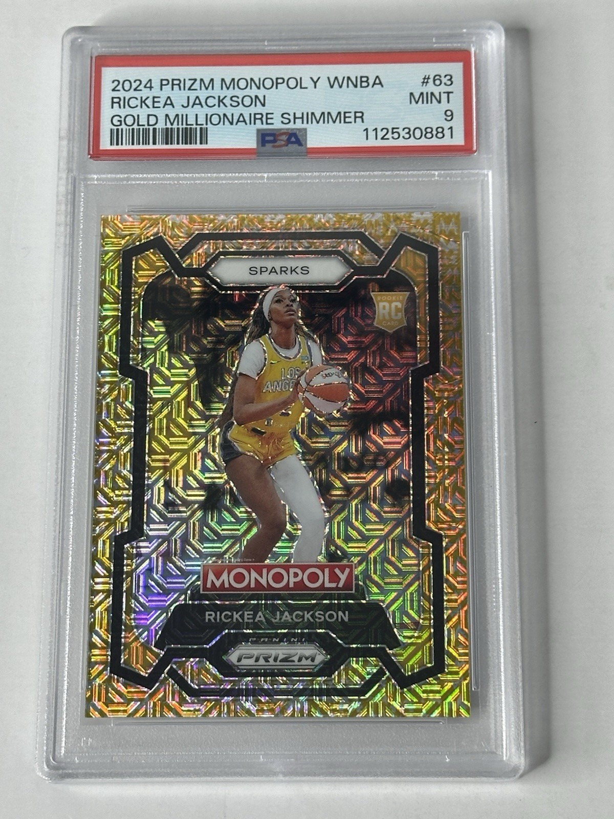 2024 WNBA Panini Monopoly Prizm Rickea Jackson Gold Millionaire /500 #63 RC SP