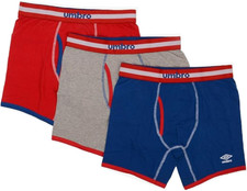 Umbro 3-Pack Boxer Briefs Red, Grey  Blue Solid-UM5057BB-Med-NWT-See Below
