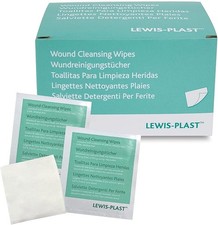 Lewis-Plast Premium Saline Sterile First Aid Alcohol Free Wipes - Box of 100