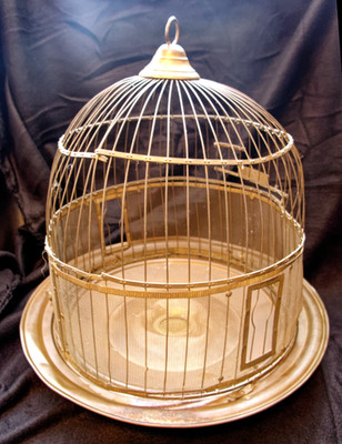 HENDRYX VTG Brass Bird Cage New Haven CT - Victorian Tabletop Decor - 1906