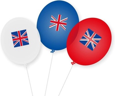 9 Luftballons ENGLAND + UNITED KINGDOM Party Deko Länderparty Ballons UK London