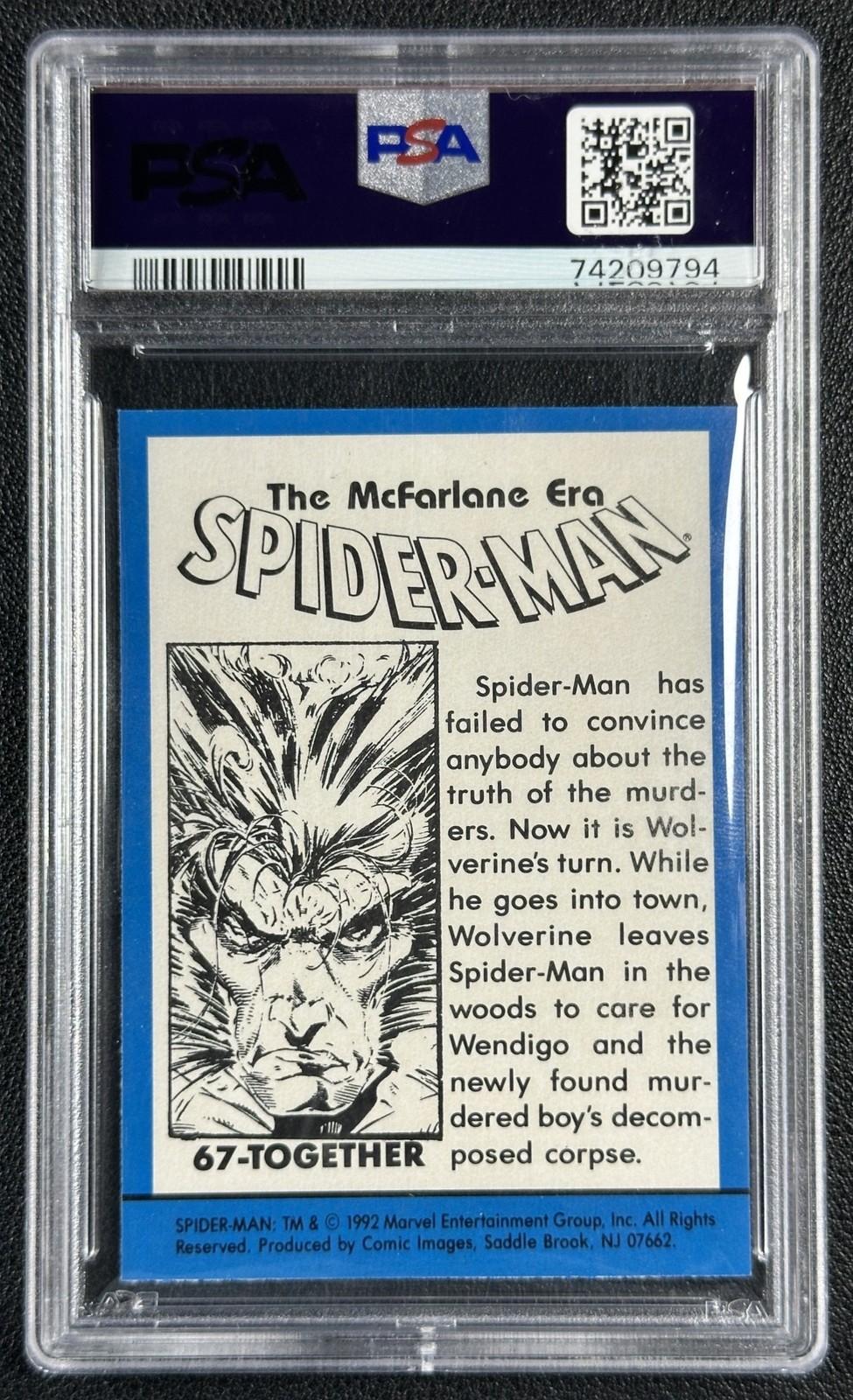 POP 7 1992 SPIDER-MAN WOLVERINE PSA 10 McFARLANE ERA #67 TOGETHER MARVEL 9794 view 2