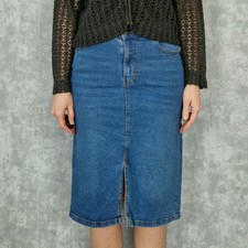 Jeansrock Gr 36 S Knielang Jeans Rock Bleistiftrock Denim Blau Stretchrock Damen