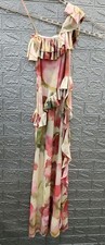 New ASOS DESIGN Off Shoulder Asymmetrical Ruffle Detail Maxi Dress Multicolor Sm