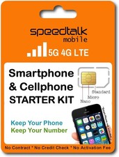 SpeedTalk Mobile Pre-Paid SIM Card Starter Kit – No Contract Wireless Plans... 