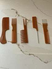 Vintage ACE Comb Hair Pick Set of 5 Brown Tail Teaser Styler Multi New Unsealed