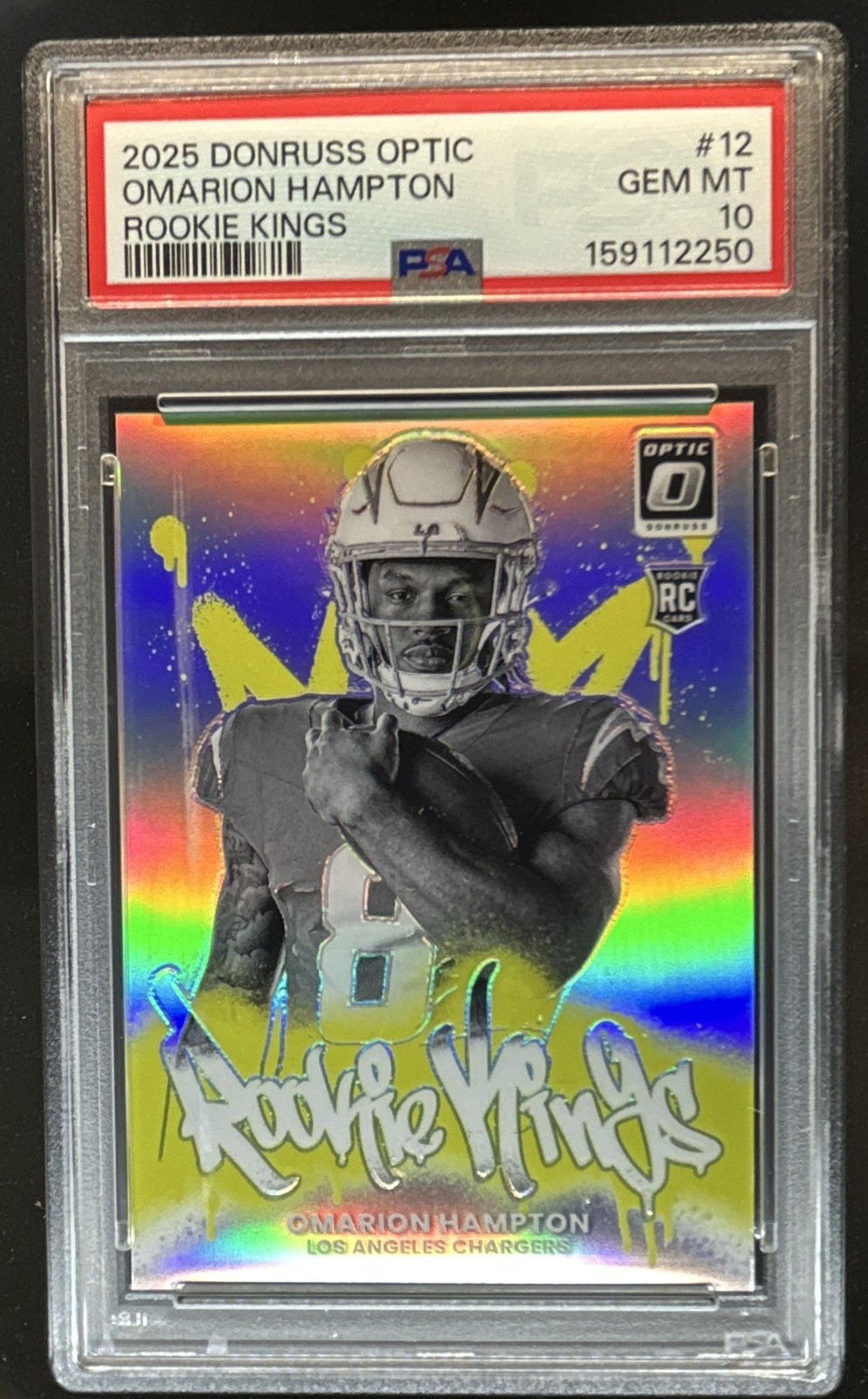 2025 Panini Donruss Optic Omarion Hampton Rookie Kings RC SP #12 Chargers PSA 10