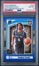 2024 PANINI DONRUSS OPTIC RATED ROOKIE PREVIEW-BLUE STEPHON CASTLE 48/49 PSA 8