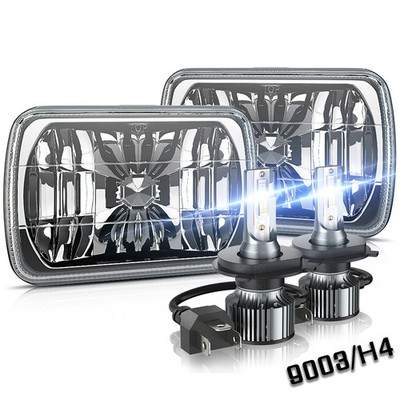 2pcs For Chevy Express 1500 2500 3500 GMC H4 5x7 7x6 inch LED Headlight 6000K